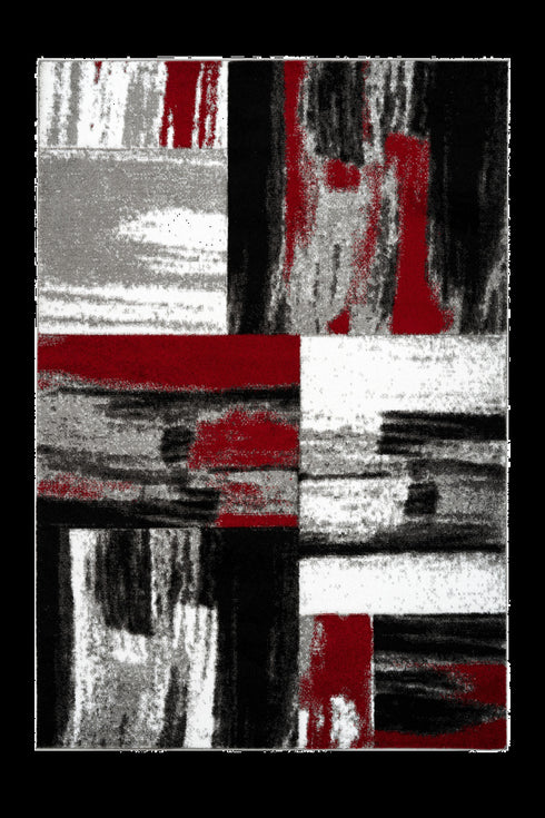 Swing 100 Modern Red and Black Rug with Checkered Design - ADORE RUGS and FLOORING